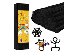 IUUIDU 300PCS Pipe Cleaners Chenille Stem, Black Pipe Cleaners for Hair Fuzzy Sticks Craft Supplies Brush for DIY Art Creative Craft Decorations