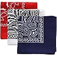 Large Bandana Headband - Handkerchief Bandanas for Men & Women - Paisley Bandana Pack - Cowboy Scarf