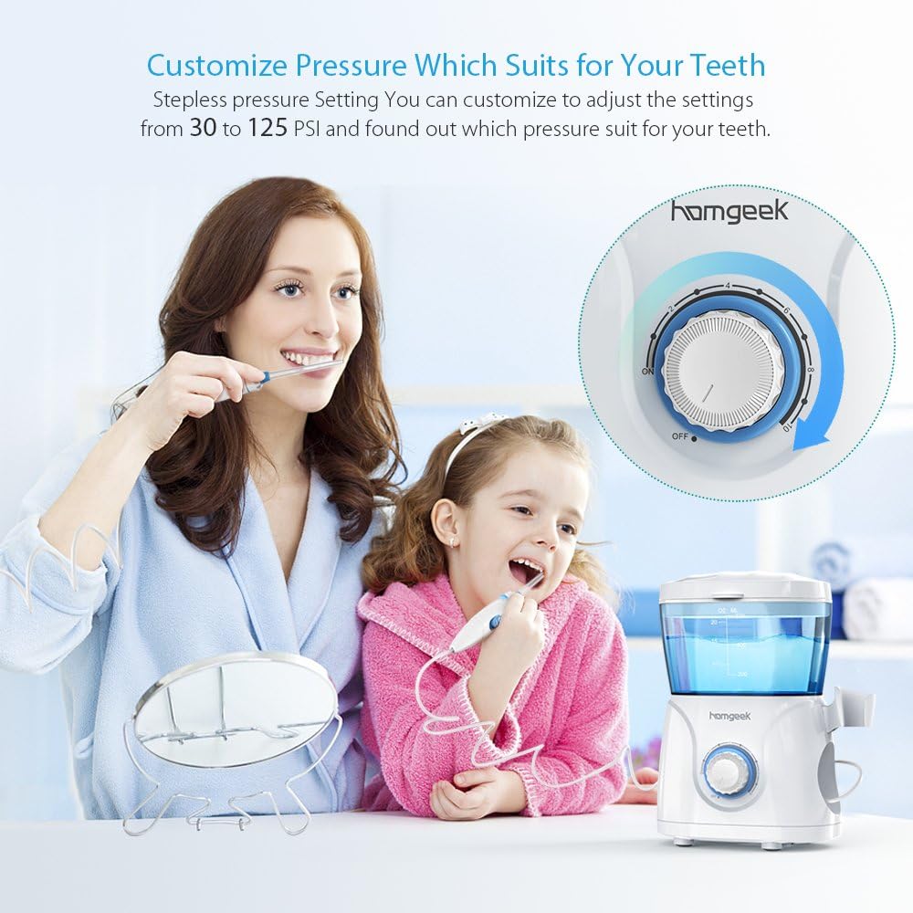 Homgeek Upgrade Water Flosser,Oral Irrigator,Dental Water Flosser,Anti Leakage Water Flosser for Braces Teeth Cleaner Dental Water Teeth 10 Adjustable Pressure with 7 Multifunctional Tips: Home & Kitchen
