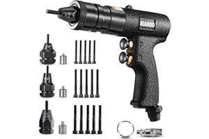 KIARUO Pneumatic Rivet Nut Gun 8-32,10-24,1/4-20 with Replacement Mandrels, RPM 1500 Industrial Grade Pull Rivnut Gun MODEI:LM08 Button Switch