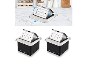 Vagueior Pop-Up Floor Box Kit, 20A Tamper-Weather Resistant Receptacle GFCI Outlet, Corrosive Resistant Hardware, ETL Certified Stainless Steel Color