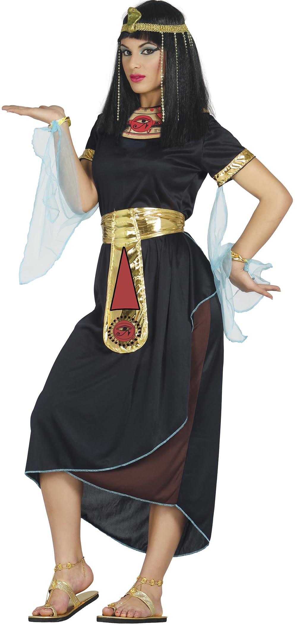 FIESTAS GUIRCA | Adult Black Cleopatra Fancy Dress (10-12/M) - Dress, Belt and Collar - Egyptian and Queen Costumes for Halloween, Carnival and Fancy Dress Parties - Ideal for Women - Black