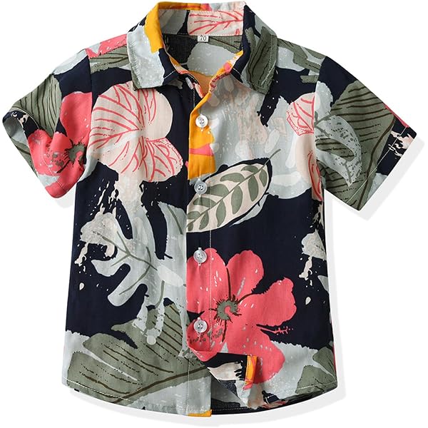 Chemise Hawaïenne Bébé Garçon - Manches Courtes Floral - Plage & Vacances - 12M à 8Ans