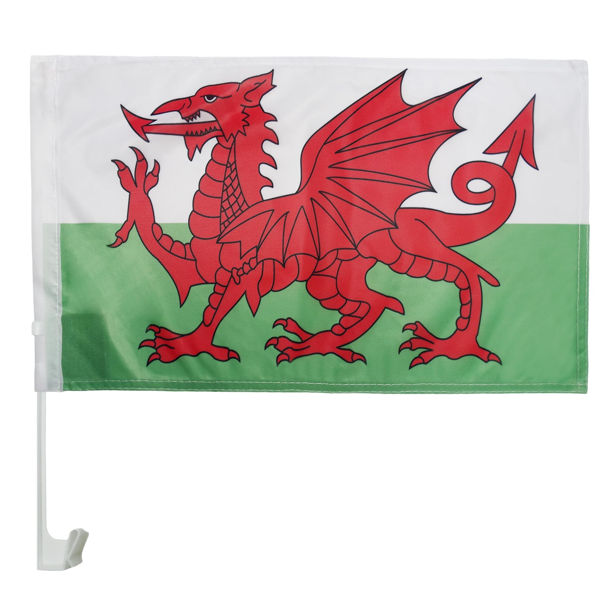 Wales Car Flag 18'' x 12'' - Welsh Car flags 30 x 45cm - Banner 18x12 INCHES PLASTIC STICK - AZ FLAG — image 1