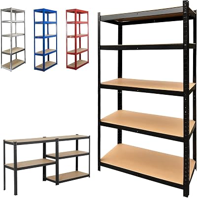 Royalswill 5-Tier Metal Storage Shelving Unit 875KG Capacity Red 180x90x40cm