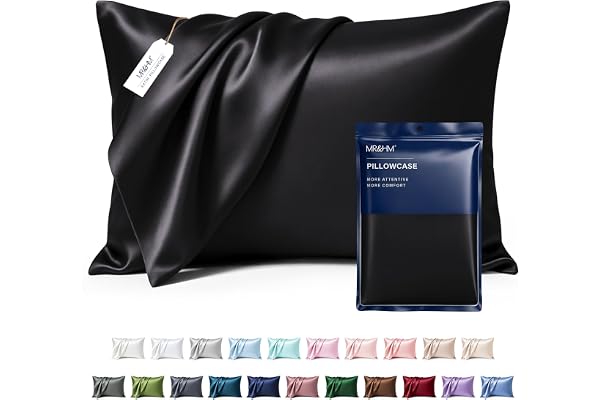 MR&HM Satin Pillowcase for Hair and Skin, Silk Satin Pillowcase 2 Pack, Queen Size Pillow Cases Set of 2, Silky Pillow Cover