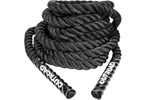 PanAme Heavy Battle Ropes 1.5 inch 30 ft- Polyester Workout Rope Full Body Workout Equipment for Crossfit Training, Home Gym or Fitness Exercise, Building Muscle, Black