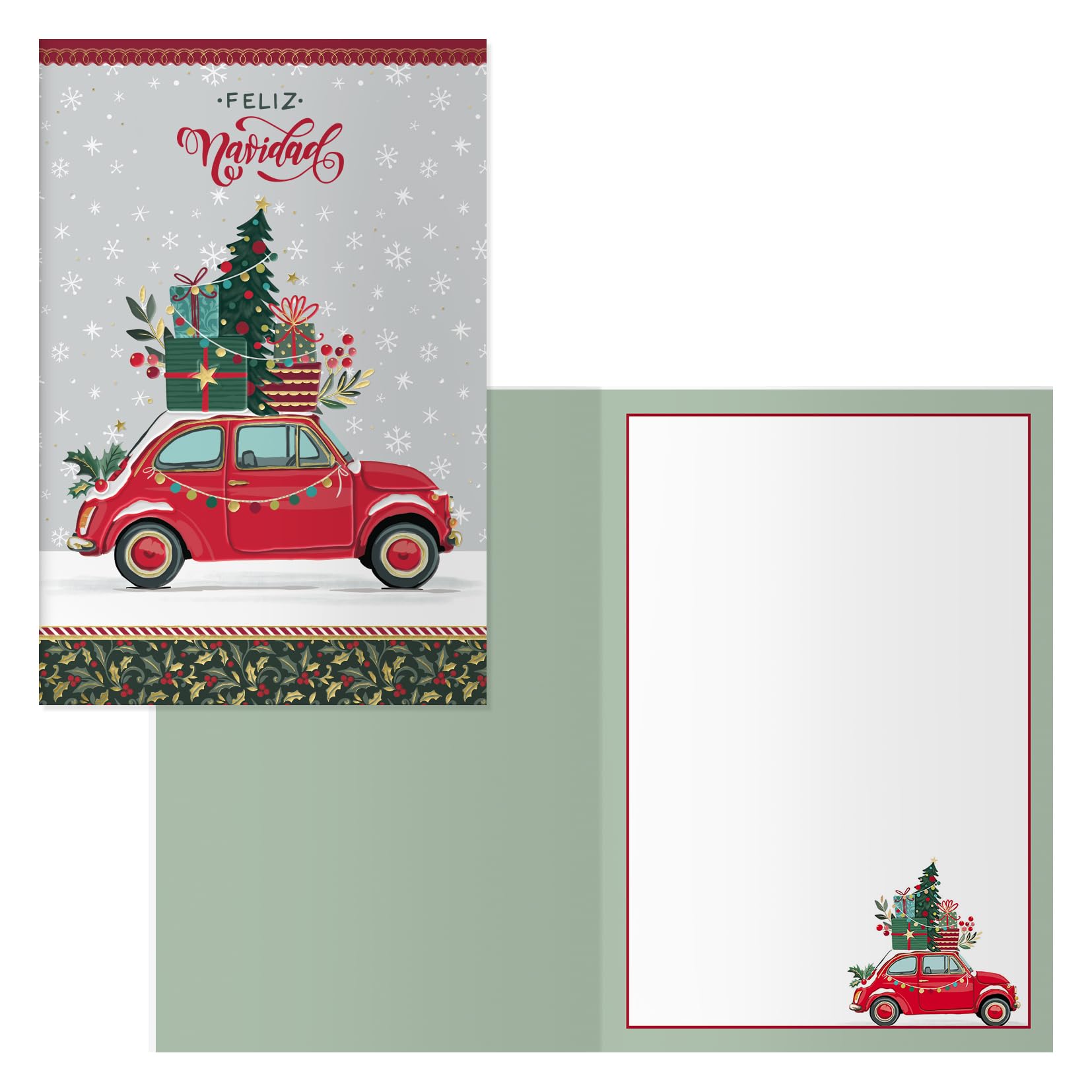 DOHE - Christmas Greeting Cards - Pack of 6 - Size: 11.5 x 17 cm (closed) - Includes envelope to store the card (Car)