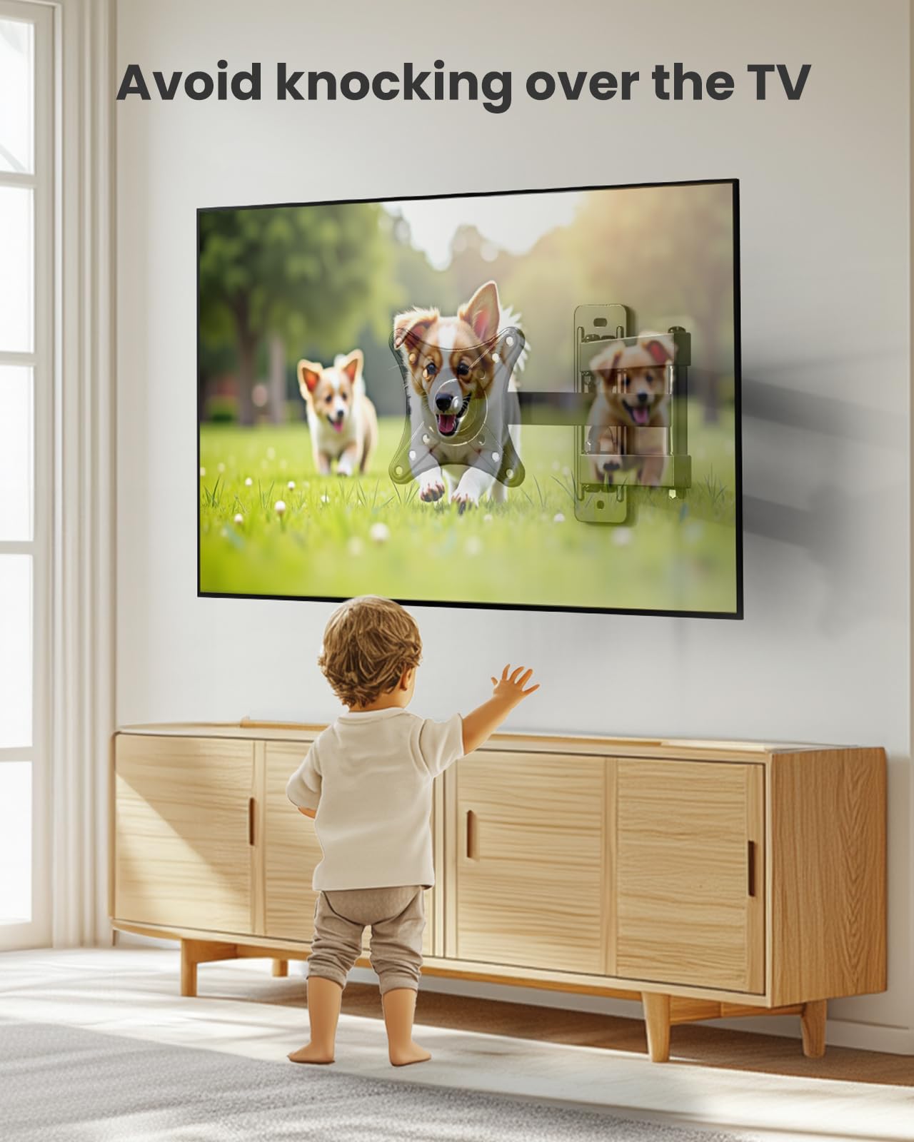 Full Motion TV Monitor Wall Mount Bracket for Most 13-32 Inch LED LCD Flat Curved Screen, 360° Rotation Swivel Tilt Extension，Adjustable Articulating Arms, Max VESA 100x100mm up to 33lbs