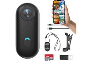 FOUKWAKC H7 64GB 1080P Thumb Action Camera, Mini Body Cameras, Wearable Pocket Vlogging Camera with Magnetic Lanyard, Small Portable Body Cam Helmet Cam for Work, Cycling, Travel, Pet Walking