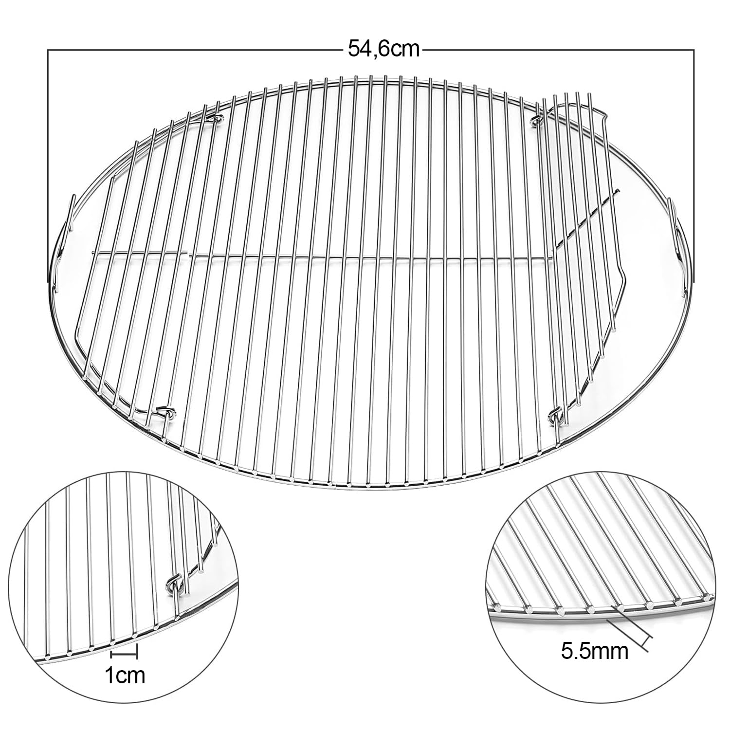 54,6cm 7436 Grillrost Rund Klappbarem für Weber 57cm Holzkohlegrills, Grillrostersatzteil für Weber One-Touch, Performer,Bar-B-Kettle and Master-Touch,Smokey Mountain Cooker Smoker,Ersatzteile Zubehör 2