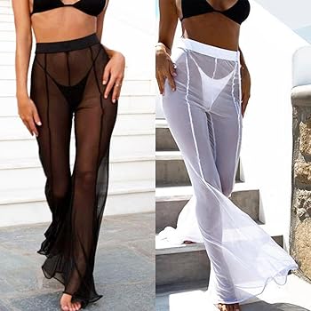 flared mesh trousers