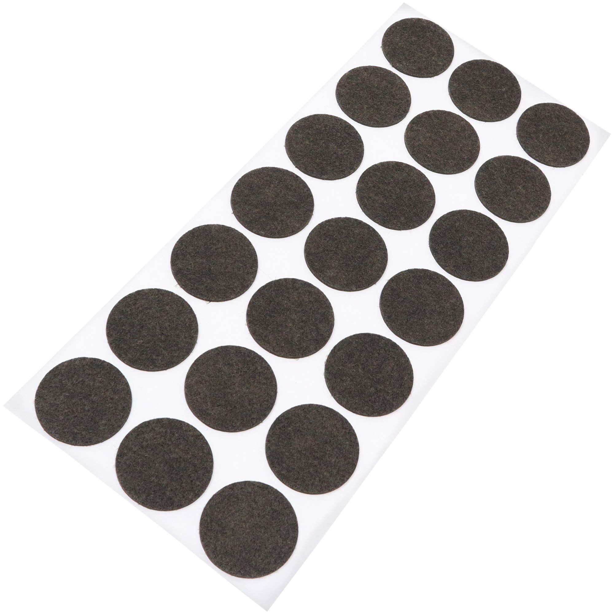 Adsamm® / 21 x self-stick felt pads / Ø 1.18'' (Ø 30 mm) / brown / round / self-adhesive furniture glides with felt thickness of 0.059'' / 1.5 mm