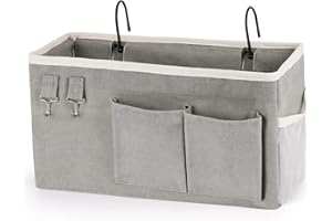 Creproly Bedside Caddy/Hanging Storage Bag for Headboards Bunk Hospital Beds Dorm for Storage Books, Keys, Mobile Phones (Grey)