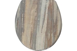 Nastarki Round Toilet Seat, Slow Close Wood Toilet Seats, Wooden Toilet Seats with Strong Alloy Hinges, Adjustable Toilet Seat, Easy to Install and Clean