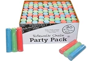 Chalk City Sidewalk Chalk, 30 Count, 3 Assorted Colors, Jumbo Chalk, Non-Toxic, Washable, Art Set