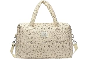 Quilted Diaper Bag, Adjustable Soft Floral Mommy Bag - Multi-Pocket Large for Travel, Daily Use