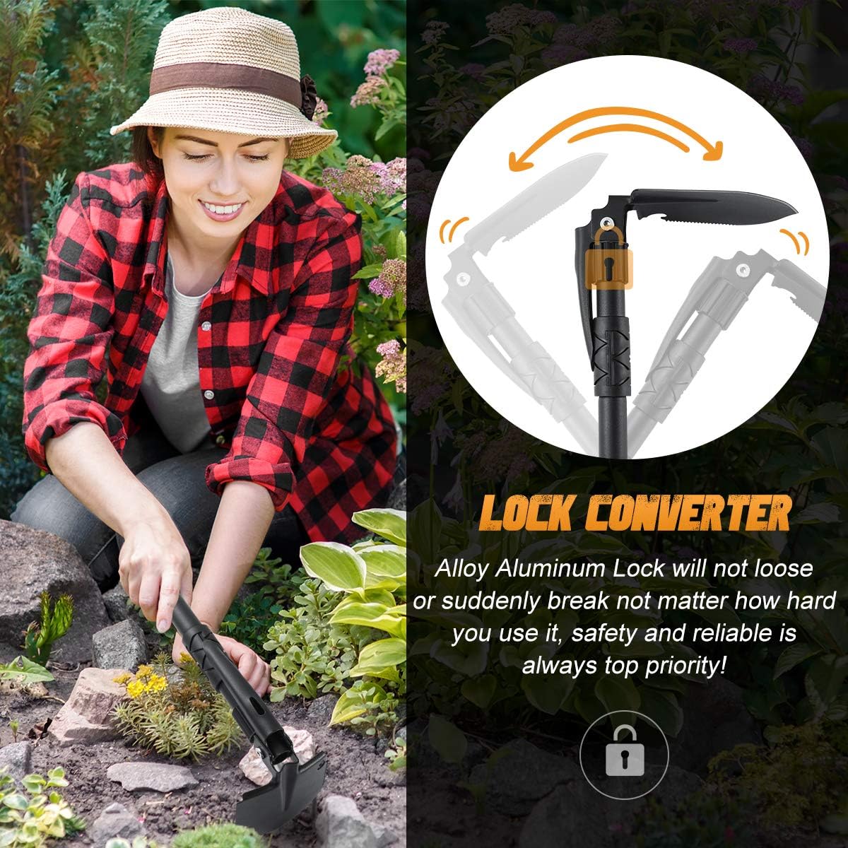 Folding Shovel Portable Camping Shovel Heavy Duty Alloy Steel Hiking Shovel Car Snow Shovel 18.1 inch Tactical Shovel Survival Shovel for Camping Hiking Backpacking Fishing: Clothing