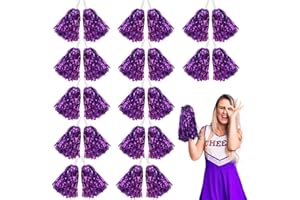 Lovecheer 24PCS Pom Poms Cheerleading Metallic Cheer Pom Poms with Handle Sports Team Spirit Cheering Squad for Kids Adults Party Gifts