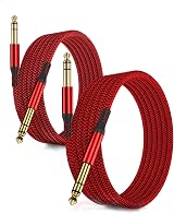 RUXELY 6.35mm TRS Instrument Cable 3M 2-Pack Straight 1/4 Inch Jack view 1