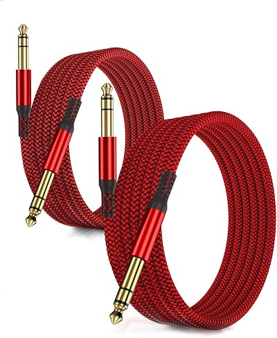 RUXELY 6.35mm TRS Instrument Cable 3M 2-Pack Straight 1/4 Inch Jack