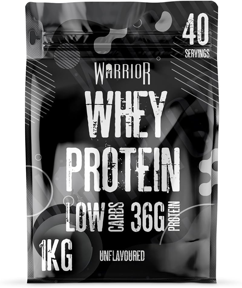 Warrior Whey Protein Powder Unflavoured 1kg High Protein Shake 36g