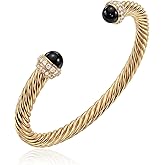 Fettero Gold Cuff Bangle Bracelets for Women - 14K Plated Adjustable Open Cuff Gold Bangles Charm Elegant Twisted Cable Bangle Friendship Bracelets Lightweight Bracelet for Dainty Jewelry