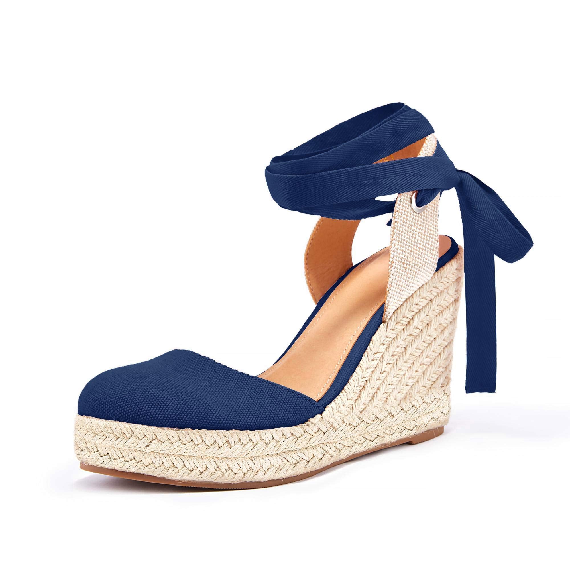 Ermonn Womens Espadrilles Wedge Sandals Platform