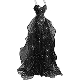 YUAOHUANG Sparkly Sequin Prom Dress for Women Wedding 2026 Spaghetti Straps Tulle Ball Gown Formal Sequin Pageant Dresses