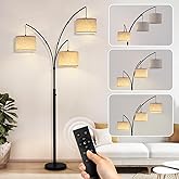 Fansdrick Floor Lamps for Living Room, 2400LM Super Bright Arc Floor Lamp with Remote Control, 3 Light Tall Floor Lamps with 