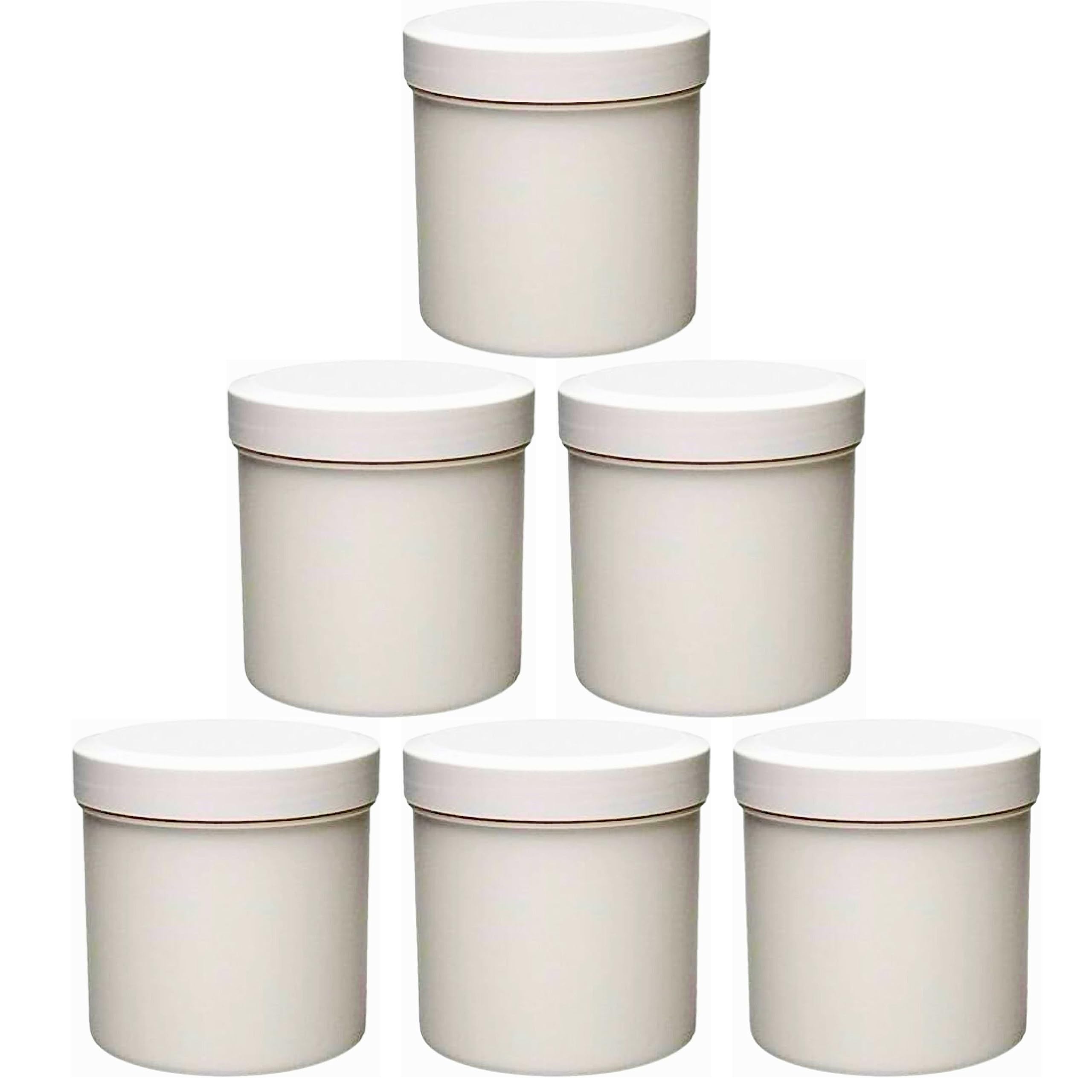 Viva Haushaltswaren B078Y85QJH 6 x Empty Cream Jars 125 ml Plastic Food Safe BPA Free Made in Germany, White