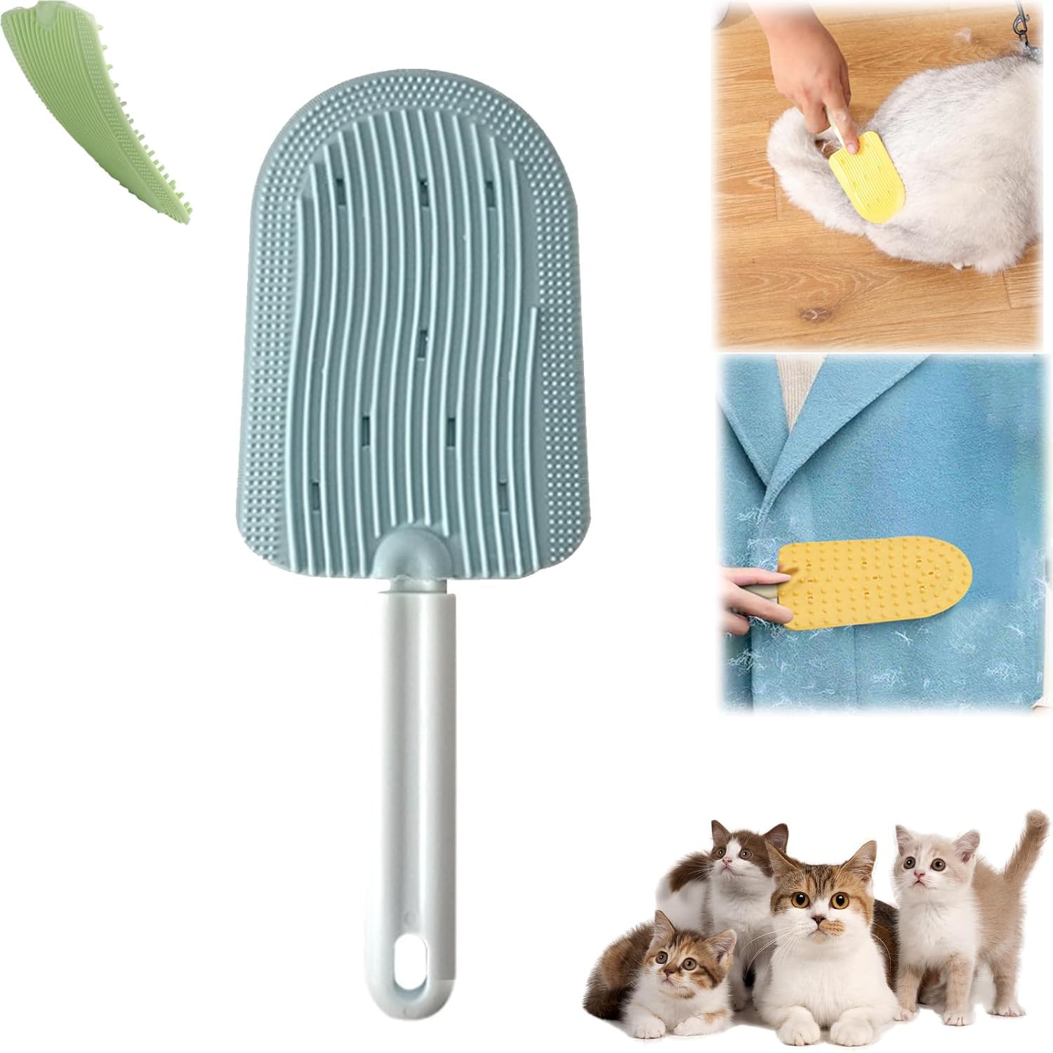 Hair Removal Cat Tongue Comb, Celery Pets Soft Cat Brush, Washable Silicone Double Sided Cat Grooming Brushes for Shedding, Comb for Pets Removing Loose Hair or Massage