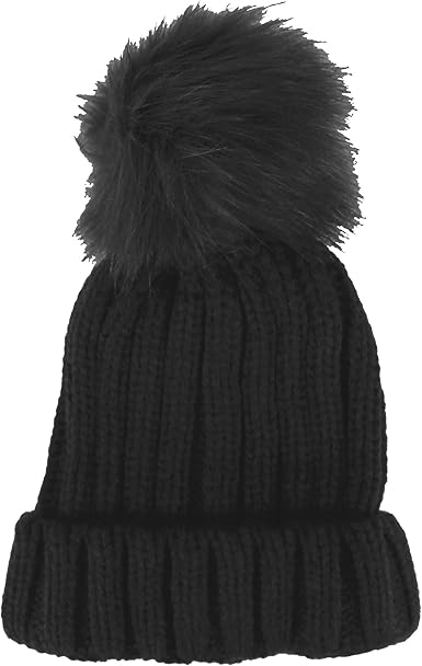 ladies fluffy bobble hat