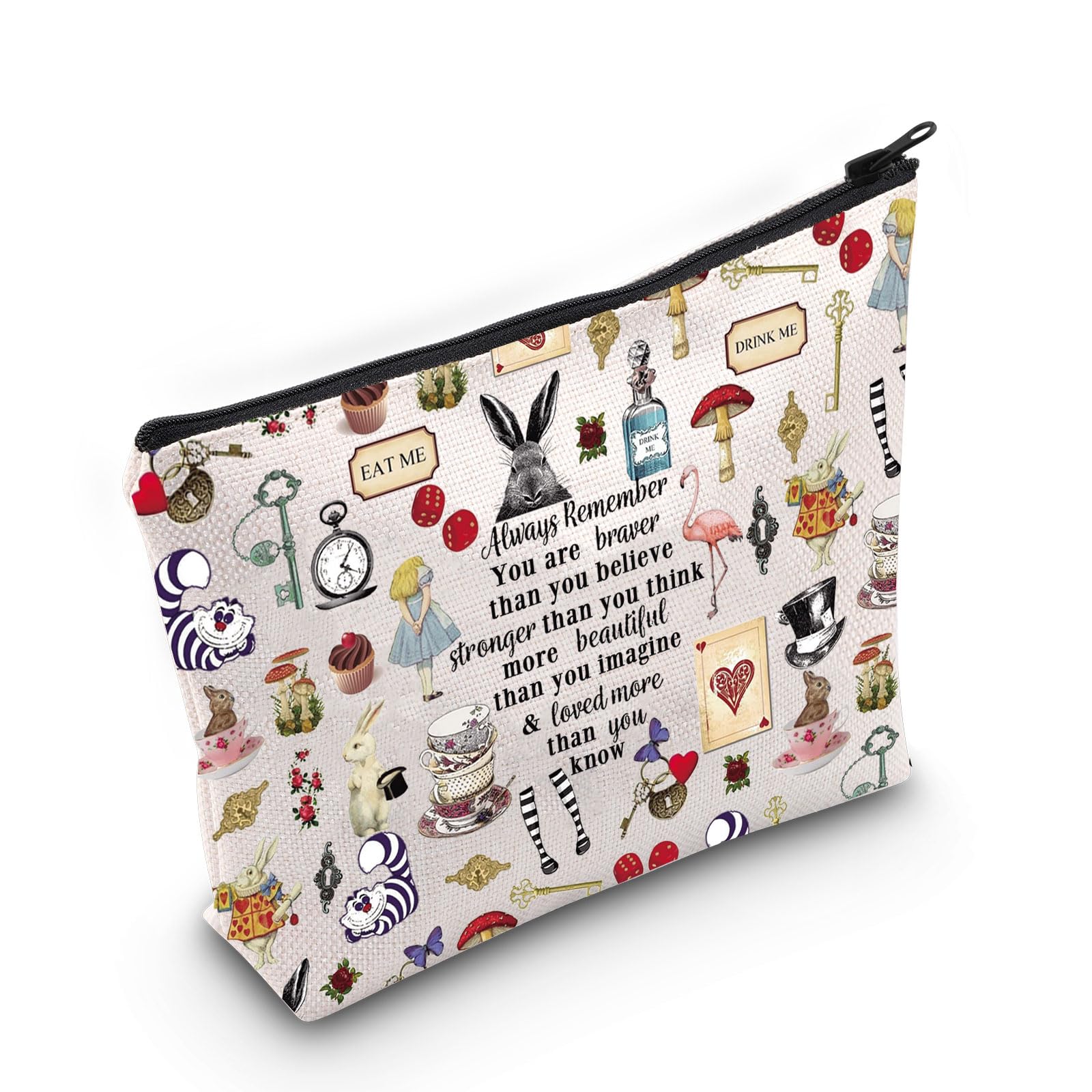 LEVLO EVLO Alice Movie Cosmetic Make up Bag Alice Fairy Tale Fans Gift Alice You are Braver Stronger Smarter Than You Think Makeup Zipper Pouch Bag for Women Girls, Always Alice — image 1