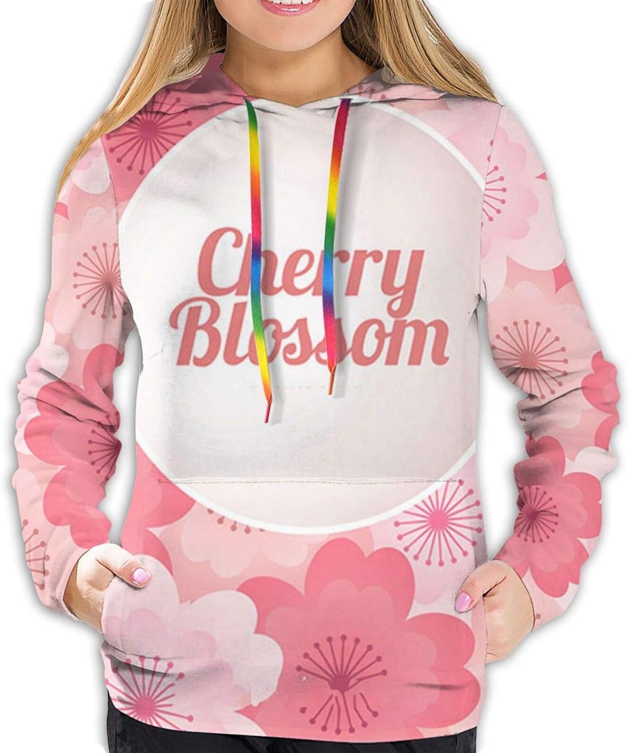 Romantic Cherry Blossom Hoodies Women Active Hoodie Fashion Popular