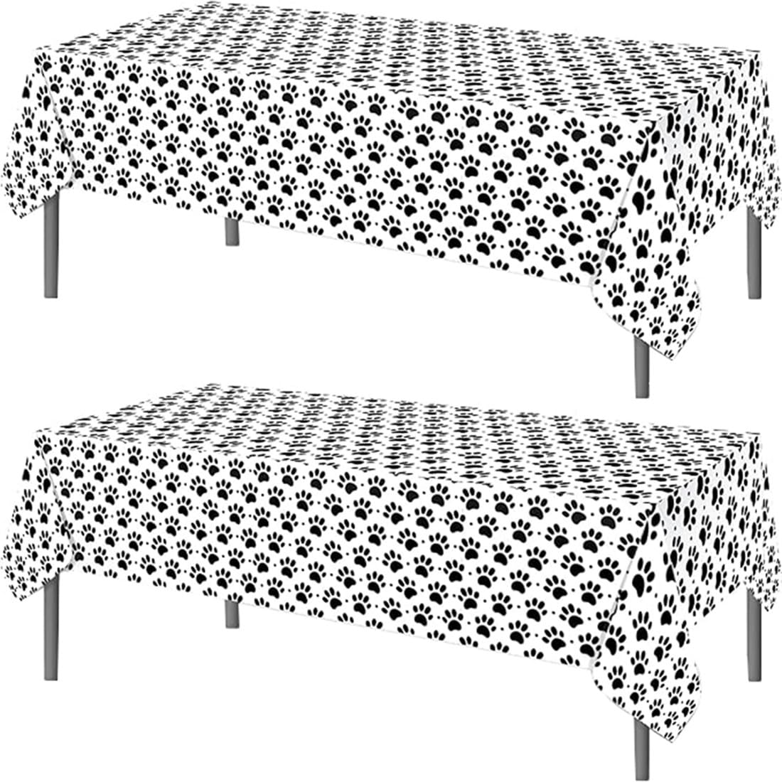 TOKYMOON 2 Pack of Disposable Puppy Paw Print Themed 54x87In Tablecloths Dog paw Cartoon Birthday Party Table Cover for Kids Baby Shower Puppy Pet Party Supplies