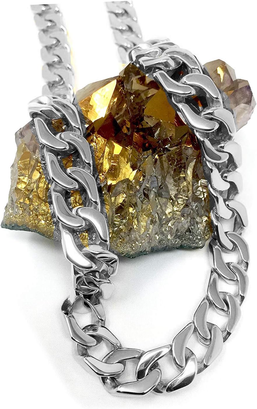 Gold Cuban Link Chain Necklace 14MM with up to 22X More Real White Gold Plating Than Other Fashion Jewelry Necklaces for Men Women Free Lifetime Replacement Guarantee