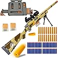 AGM MASTECH M24 Soft Bullet Toy Gun, Empty Shell Ejecting Design, Enhanced Scope, Fast Dart Loader, 40 Soft Foam Darts, 20 Shells, 2 Magazines. Blasting Toy Foam Blaster for Boys and Girls.(Yellow)