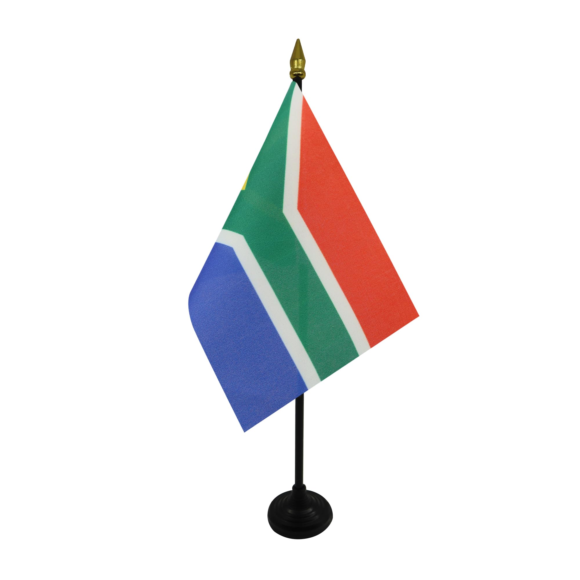 AZ FLAG - South Africa Table Flag 4'' x 6'' - South African Mini Desk Flag 100% Polyester 15 x 10 cm - Office Mini Banner with 10'' Pole - Golden Spear