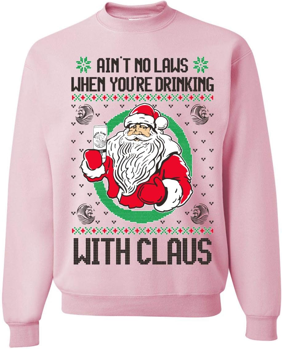 Coconut LA Ain't No Laws When You're Drinking with Claus | Claw Drink Santa Ugly Christmas Sweater Graphic Sweatshirt