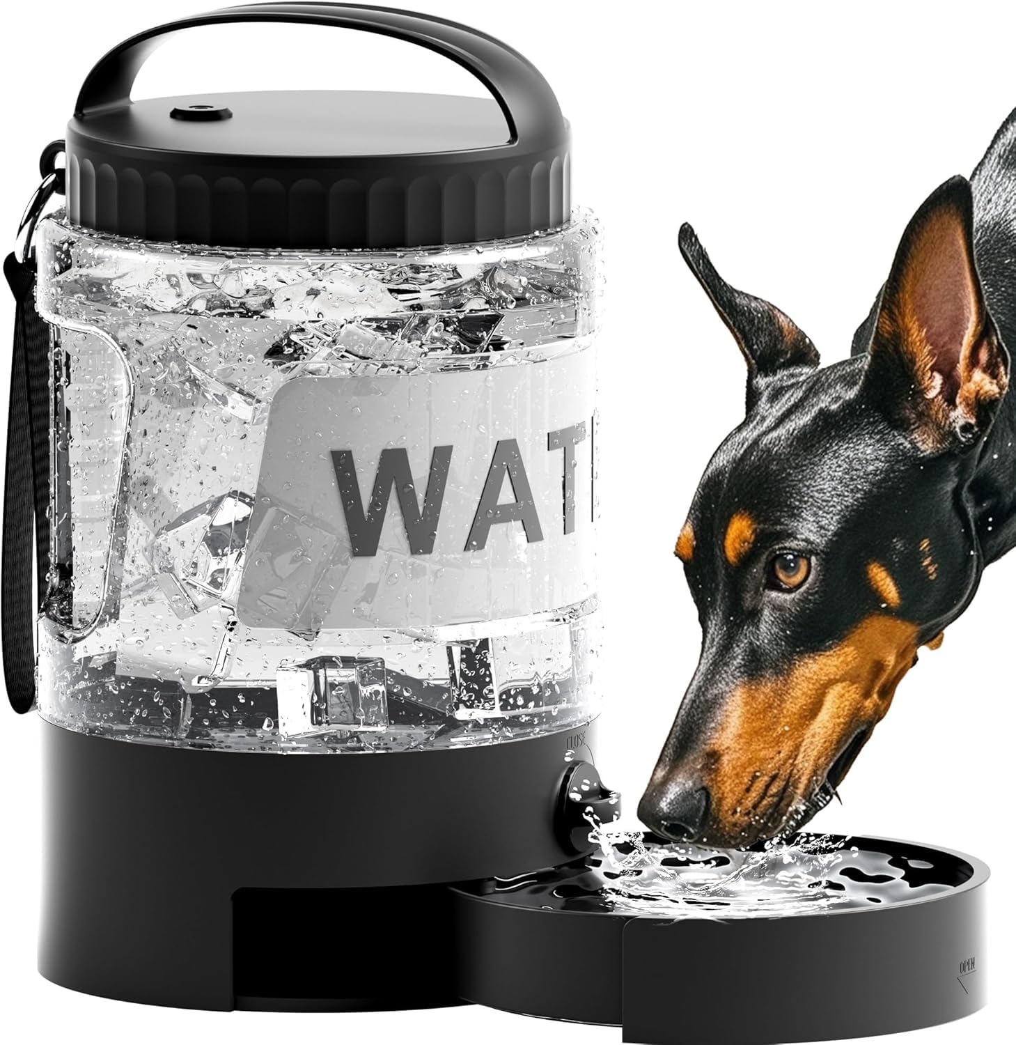 Photo 1 of 98oz Dog Water Bottle Bowl Dispenser, Large Dog Travel Water Bottle with Pull-Out Drinking Bowl, Portable Beach Camping Essentials Accessories, Bpa Free