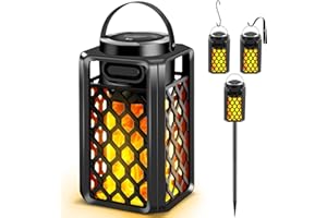 Paktonvo Outdoor Bluetooth Speaker,Wireless Bluetooth Speaker with Torch Light,IP65 Waterproof LED Flame Atmosphere Lantern Speaker for Party Garden Camping Patio,Gifts for Men Women Couples Dads Moms