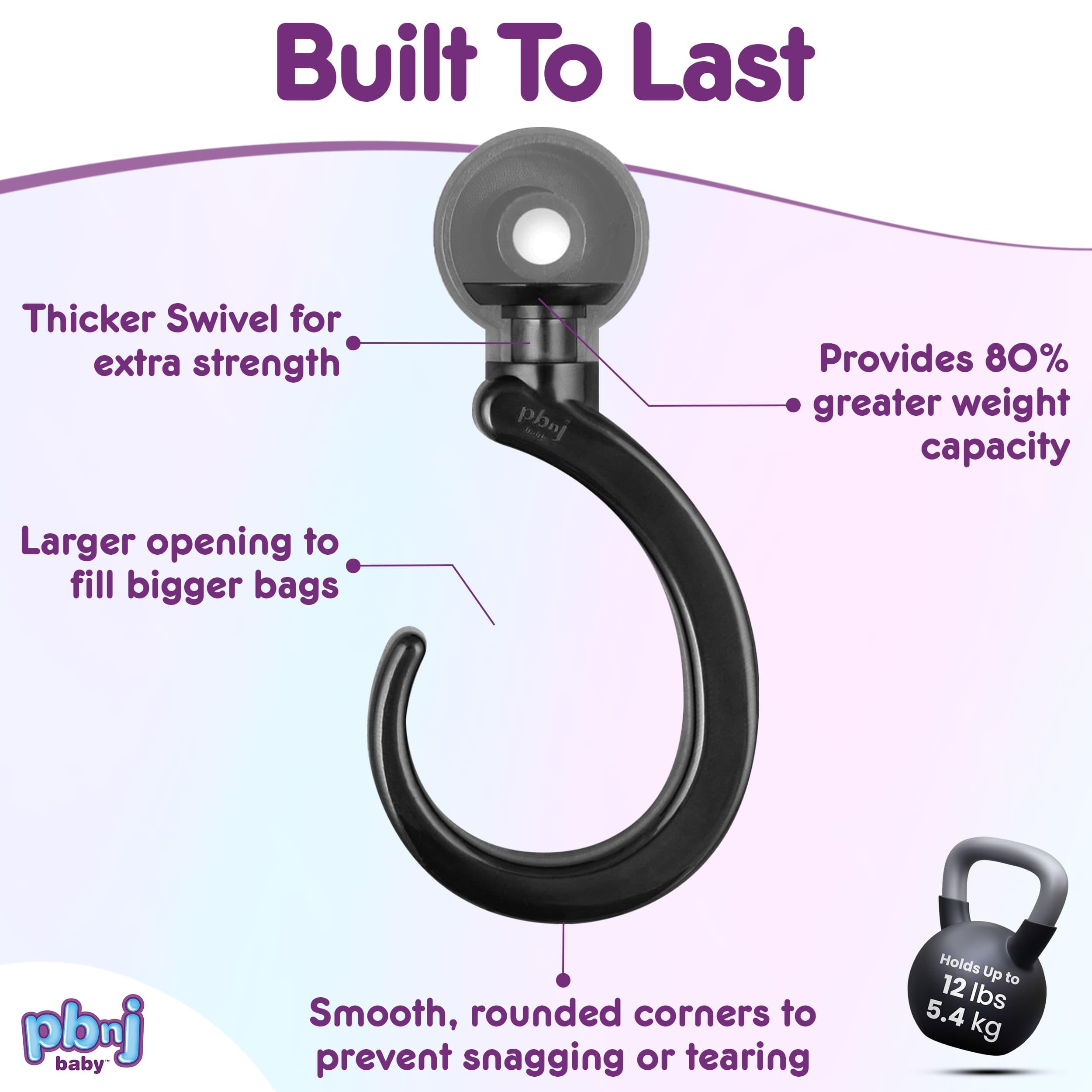 PBnJ baby Stroller Hooks 2 Pack Organizer Clip Travel Purse Shopping Diaper Bags