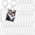 MTLEE 100 Pcs Graduation Rectangle Acrylic Photo Frame Keychain Clear Photo Insert Keychain Blank DIY Picture Frame Keyring with Split Ring for School Party Gift, Suit for 1.3'' x 1.8''(100 Pcs)