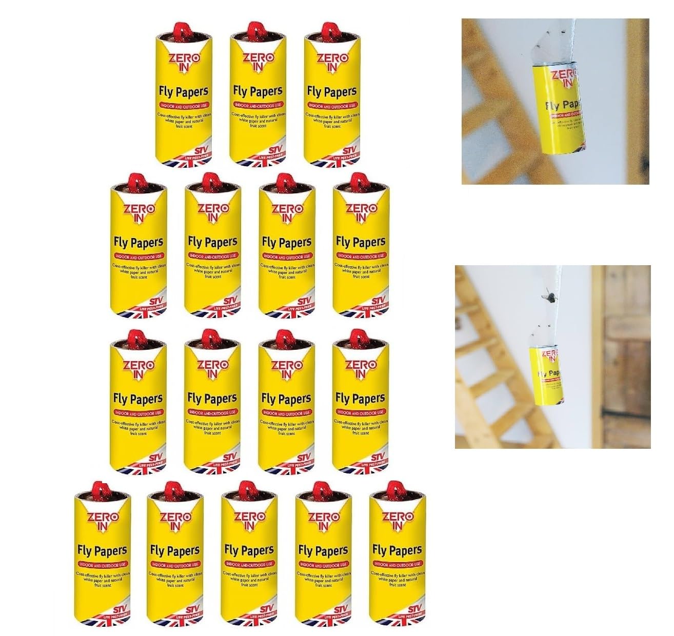 hep® Zero In Fly Papers FSC - 4-Pack. FSC Compliant, Sticky Natural Trap. Controls Flies, Fungus Gnats, Fruit Flies, Mosquitoes and Bugs (Fly Papers Pack of 16)