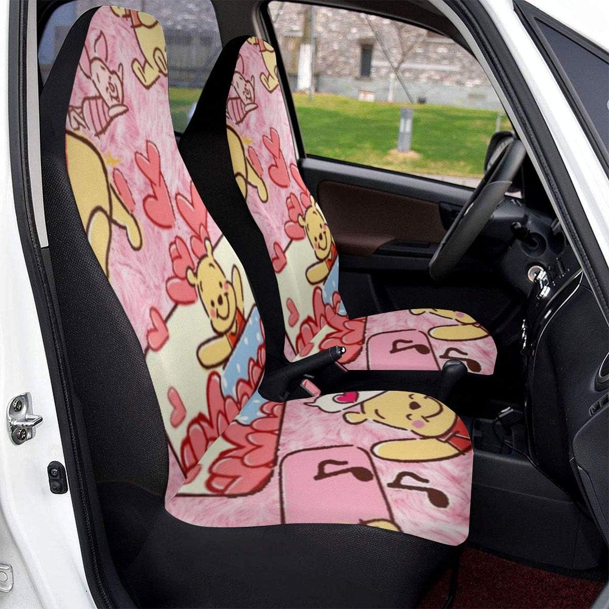 Amazon カーシートカバー くまのプーさん 汚れ防止 シート保護 防塵 防水 汗対策 汎用 バケットタイプ 置き物袋付き オールシーズン 低反発 滑り止め 超通気性 丸洗える 軽自動車 普通車 取り付け簡単 おしゃれ かわいい 車 バイク 車 バイク