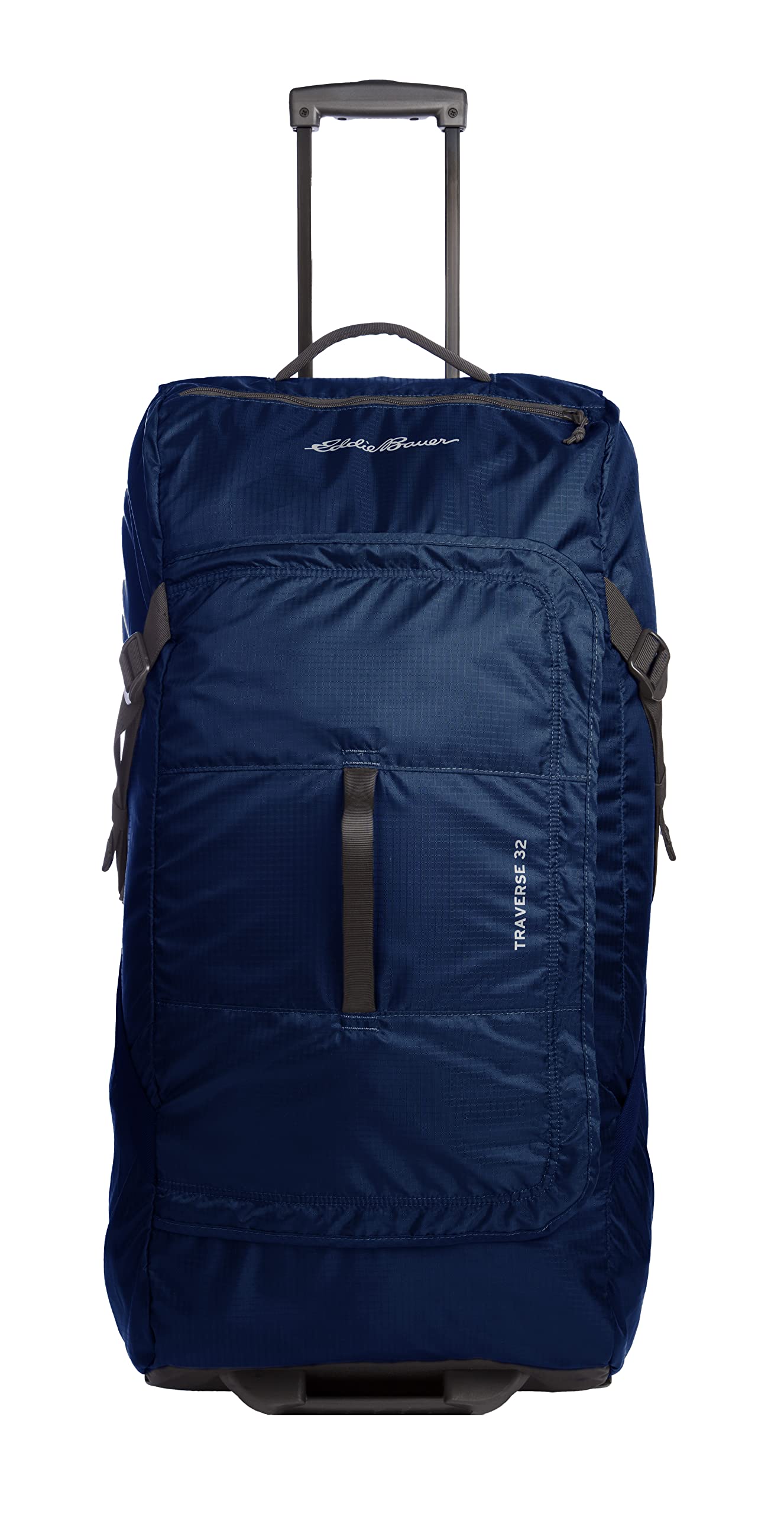 Eddie Bauer Traverse Rolling Duffel Bag-Made from Ripstop Polyester with Telescoping Handle, Medium Indigo, 78L