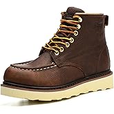 ACDSAF Work Boots for Men - 6 Inch Wedge Soft Toe Mens Work Boots, Waterproof Construction Work Shoes