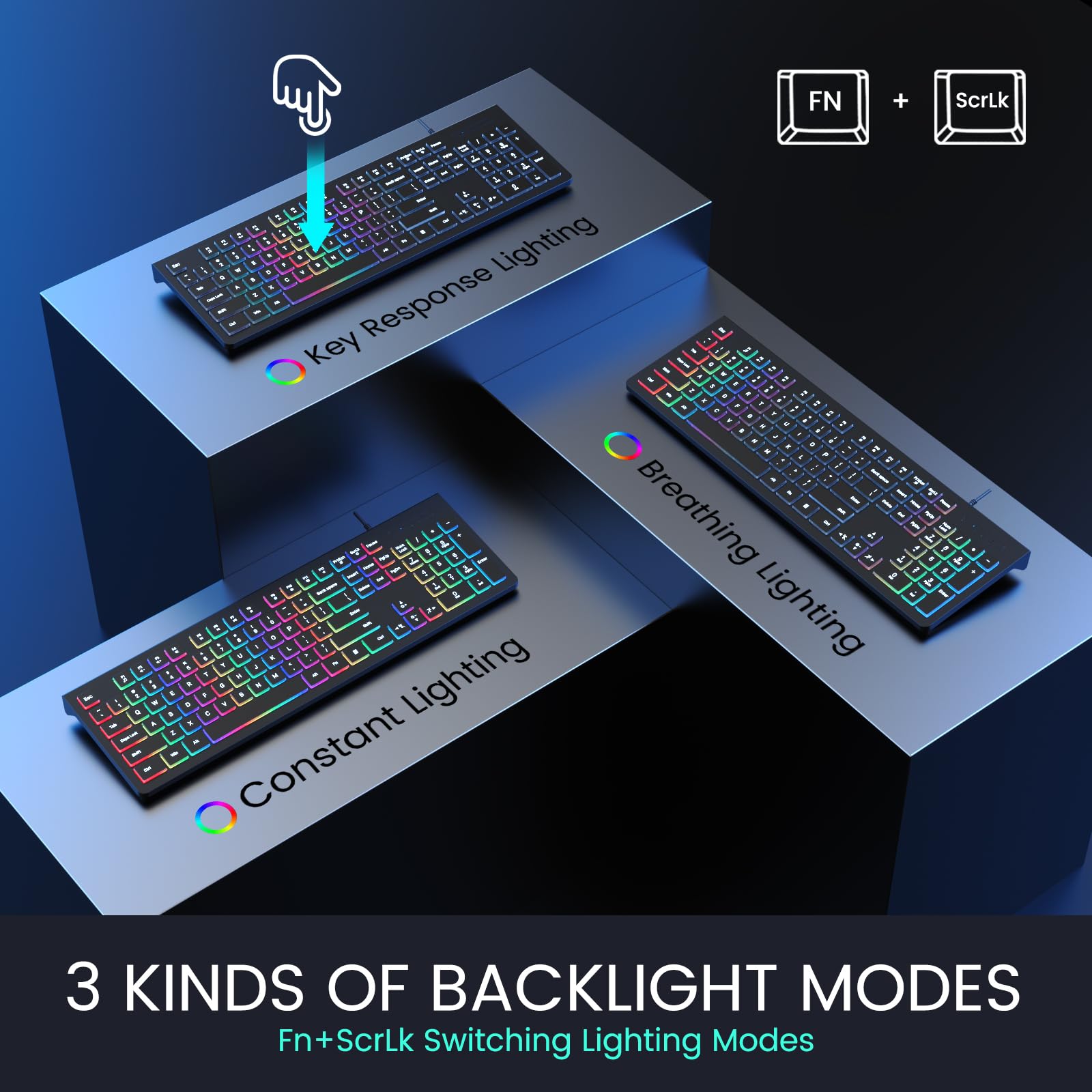 Led Backlight Keyboard Stack Mua Wired Backlit Keyboard, Lighted Computer Keyboard with 8 ...