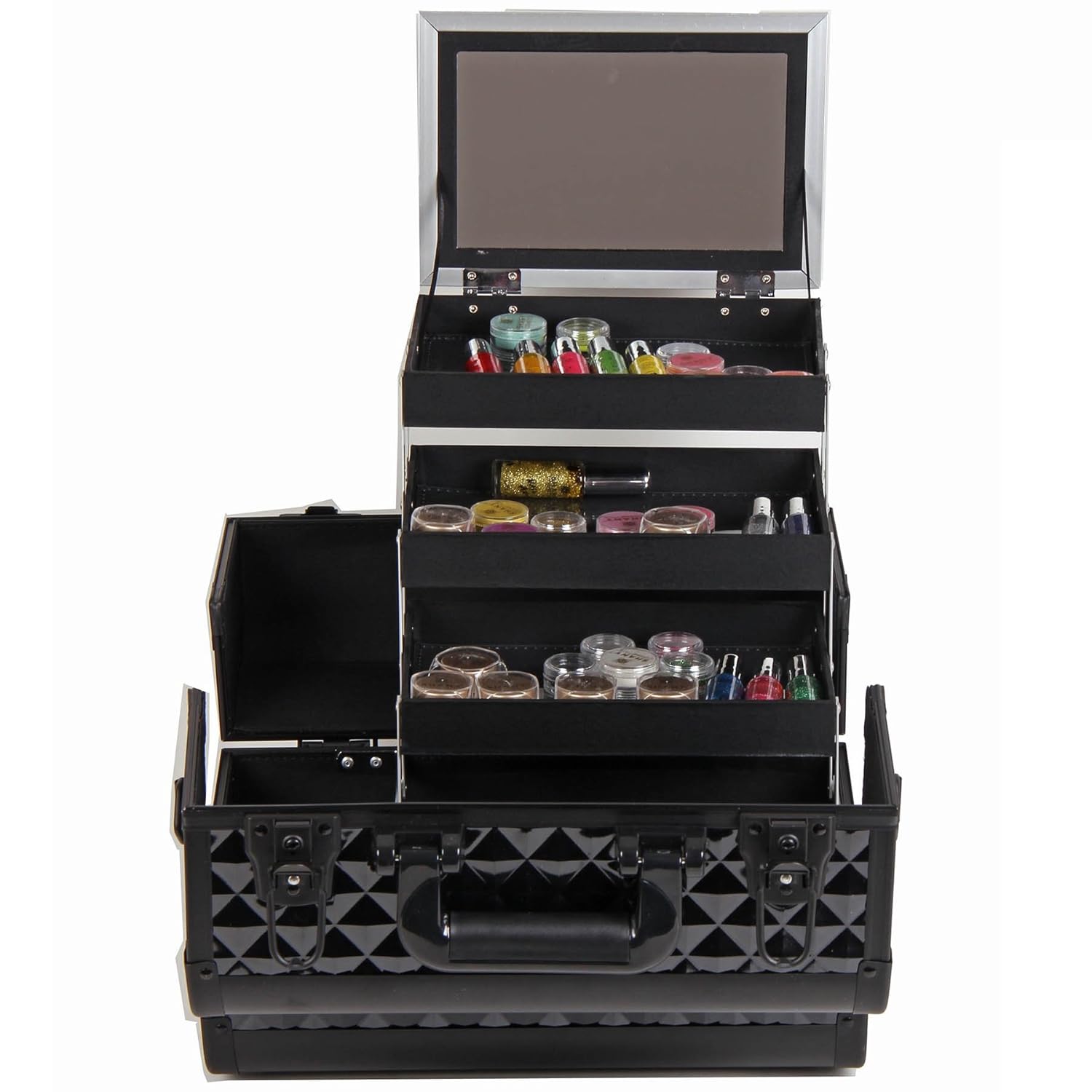 SHANY Premier Fantasy Collection Makeup Artists Cosmetics Train Case - Black Diamond : Makeup Organizer : Beauty